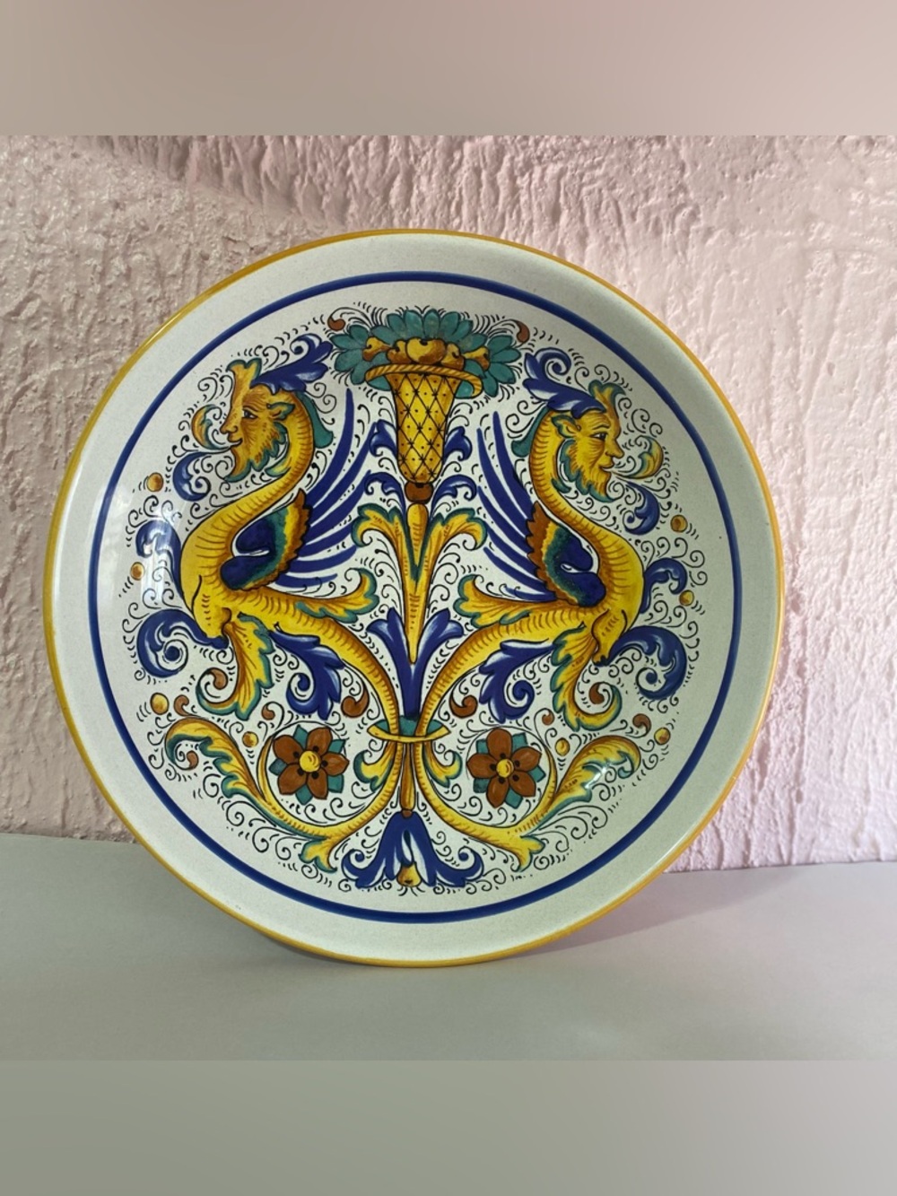 Nova Deruta hand  Painted Made in Italy Ceramic Plate — Blue Stamp